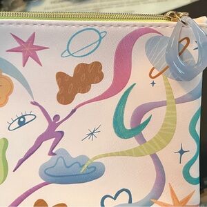 ipsy Pastel Abstract Cosmetic Pouch - Pink, Purple, Teal & Gold Accent